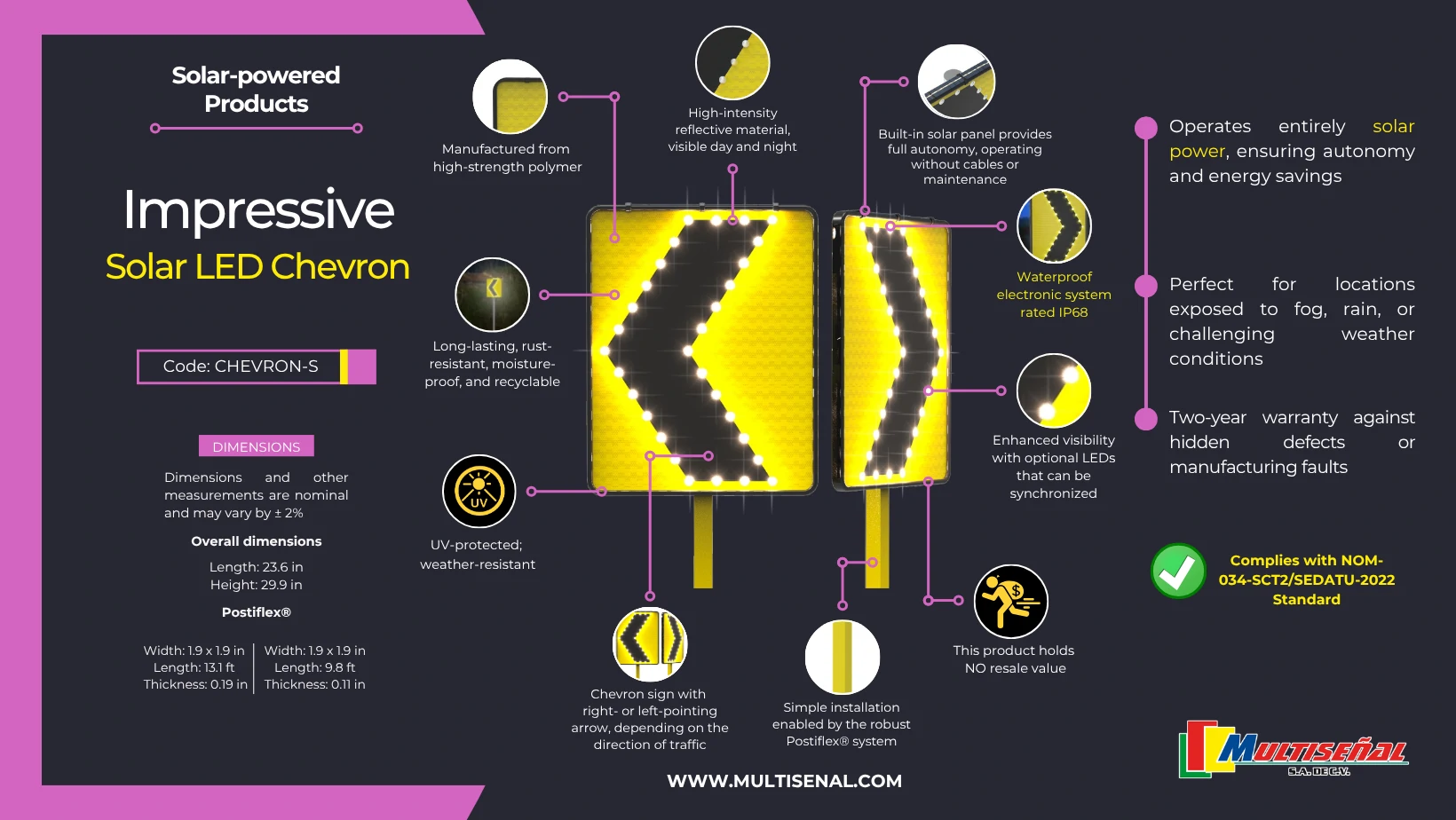 Solar LED Chevron Sign