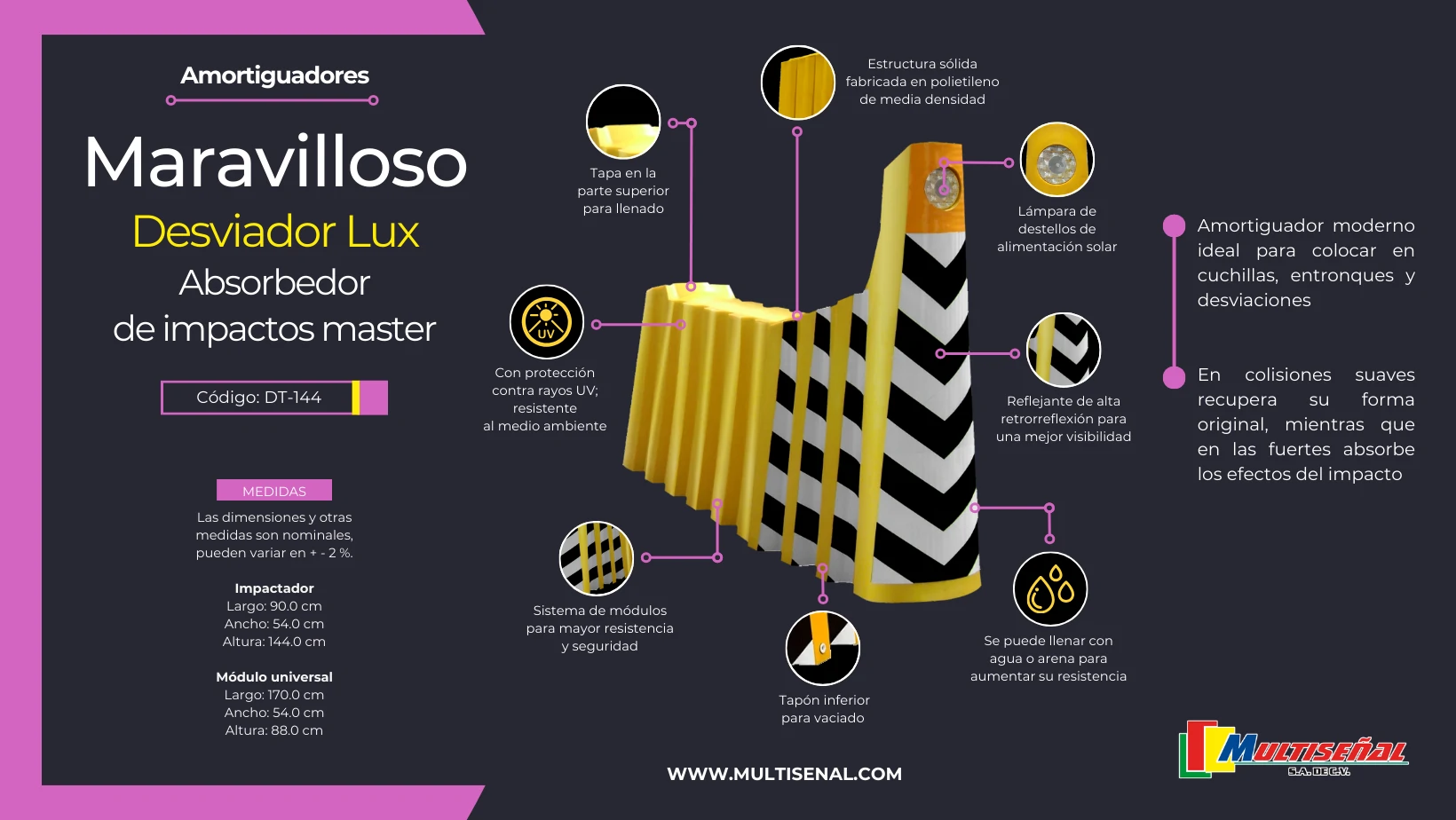 desviador lux se puede llenar de agua para mayor resistencia