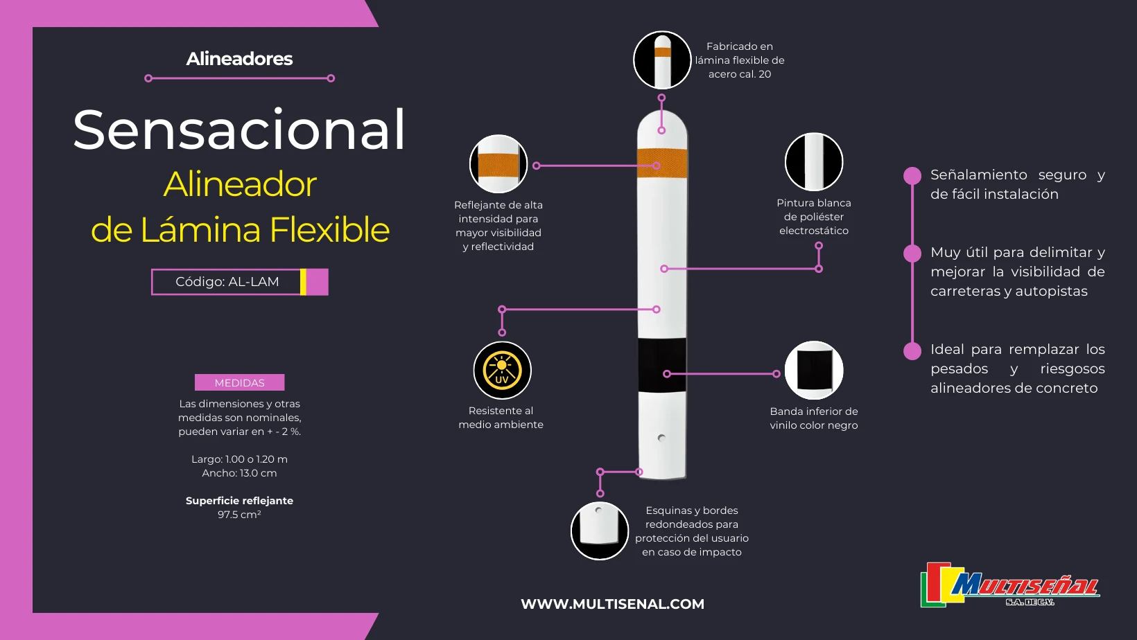 fantasmas viales de laminas flexibles y reflejante de alta densidad