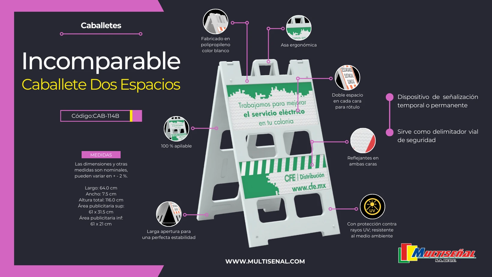 caballetes dos espacios