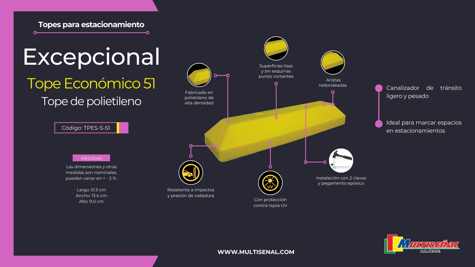 topes de polietileno