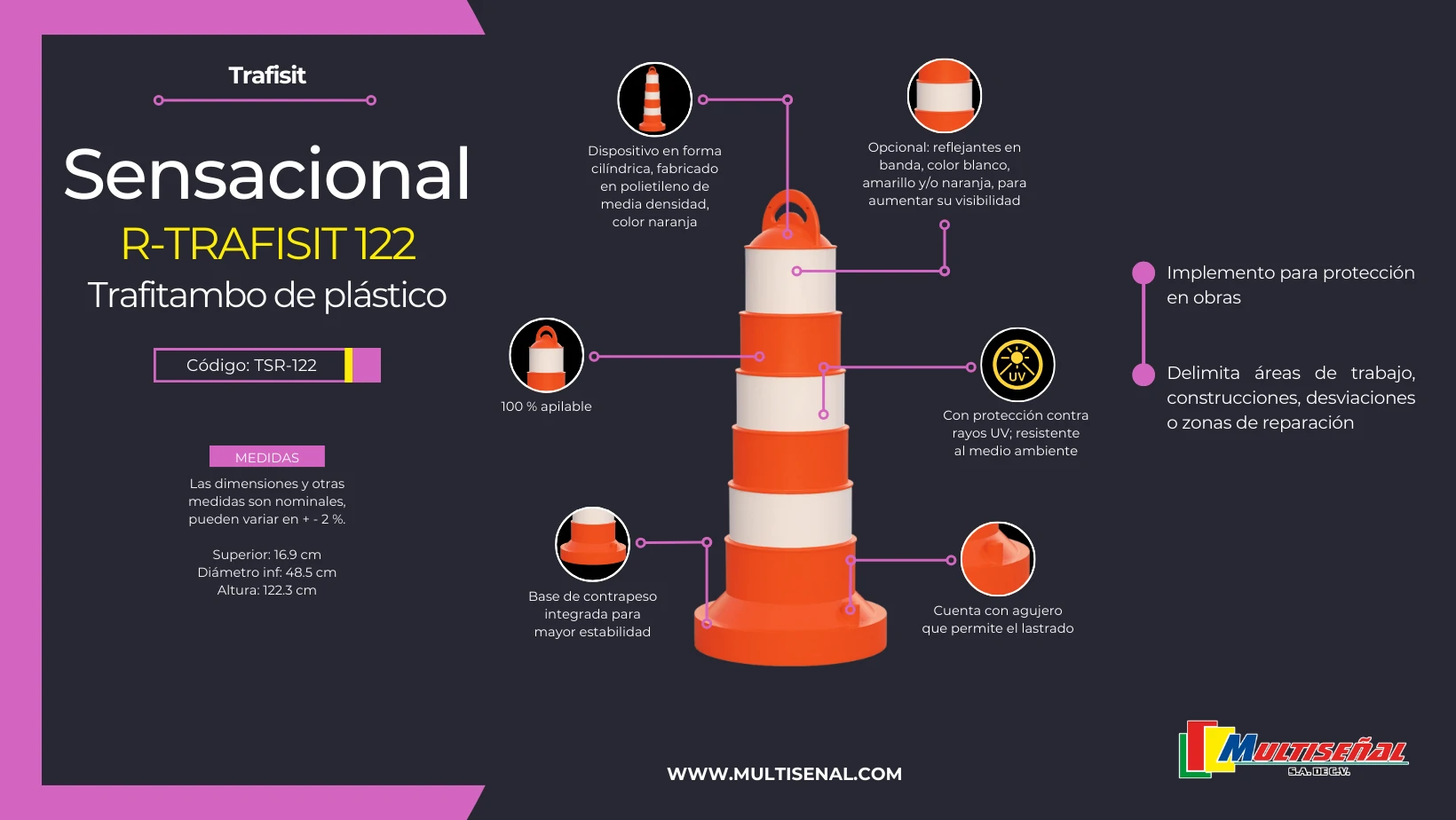 trafitambos de plastico 100 por ciento apilable