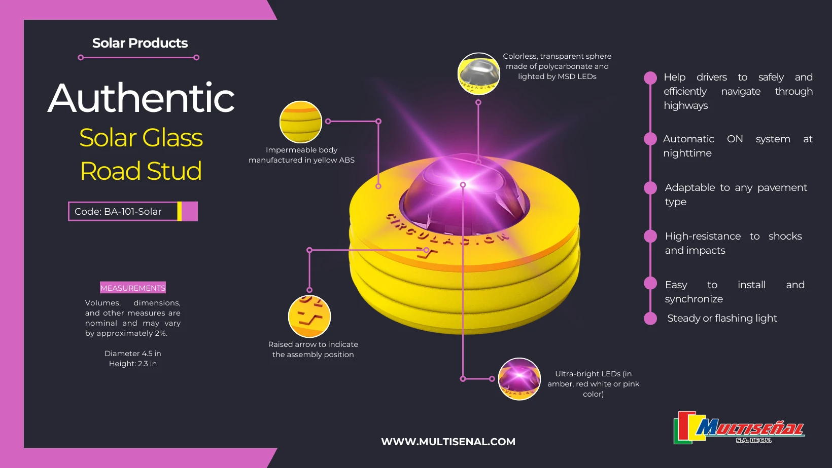 stainless steel solar pavement marker
