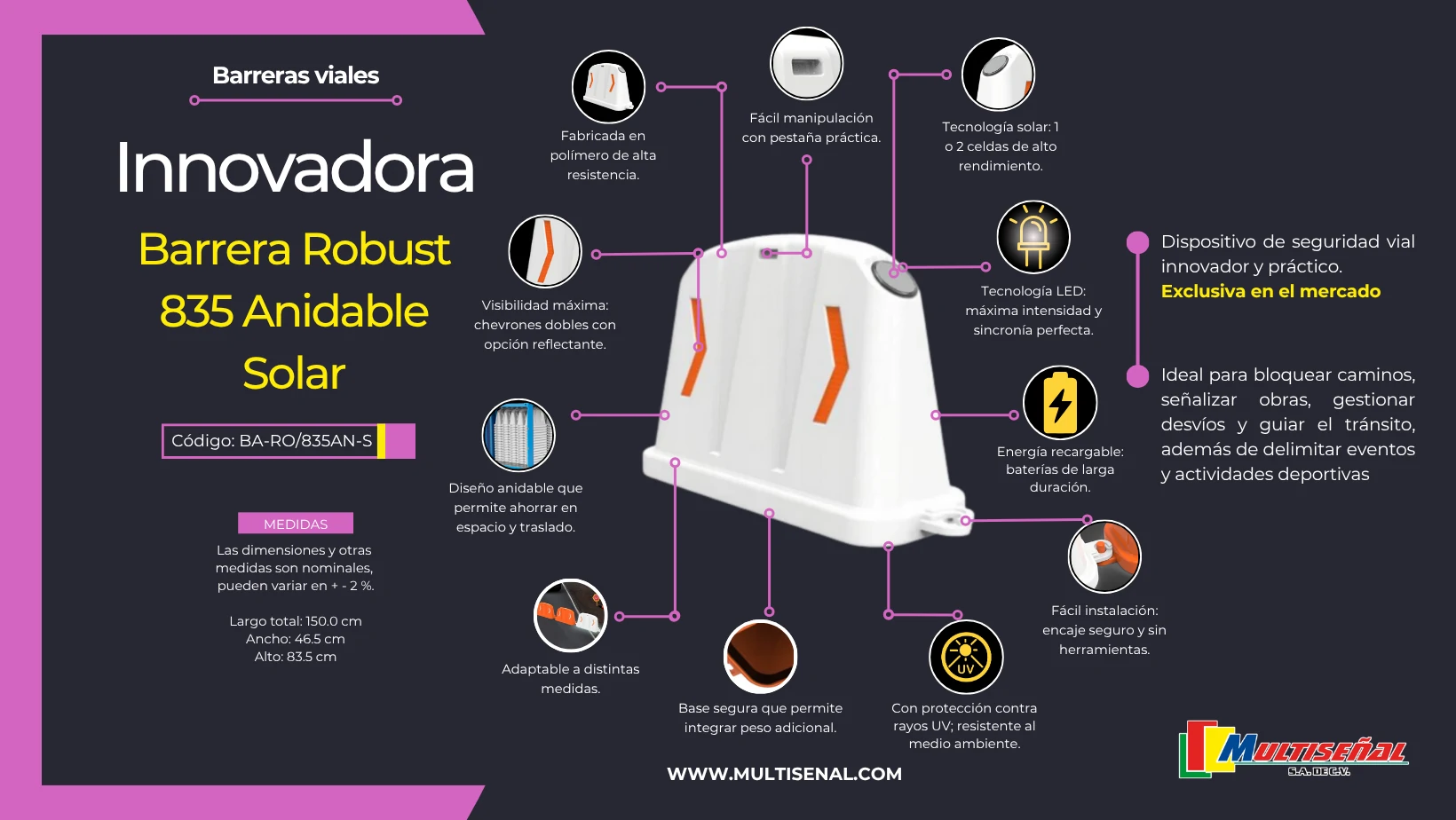 Barrera Robust 835 Anidable Solar