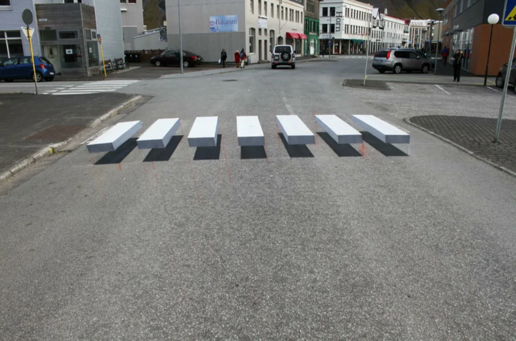 Paso de peatones 3D implementado en la ciudad de Islandia