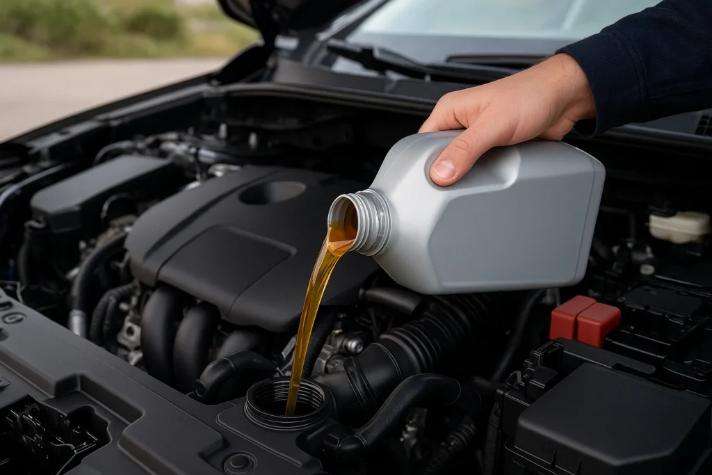 Cambio de aceite y filtros para mantener un coche nuevo en buen estado.