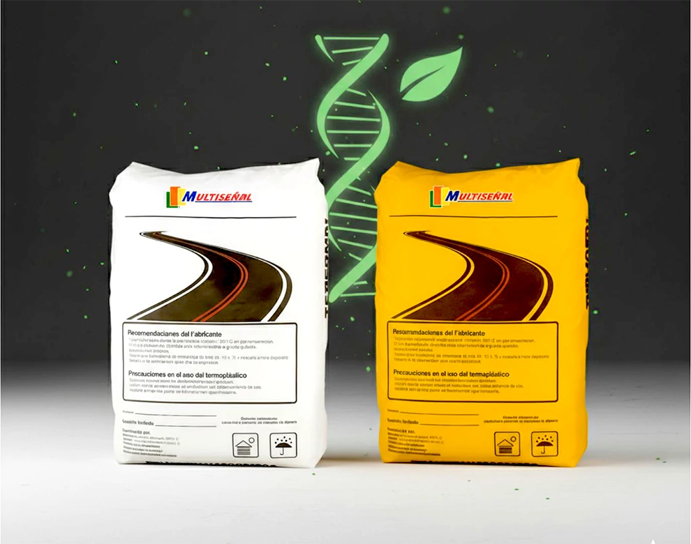 Pinturas termoplásticas material para demarcación vial en colores blanco y amarillo, listos para uso en proyectos de obra.