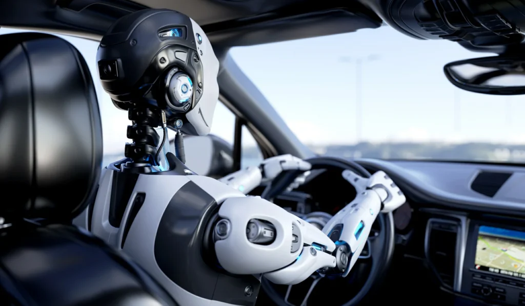Inteligencia artificial aplicada al transporte autónomo, optimizando la conducción y la seguridad vial.