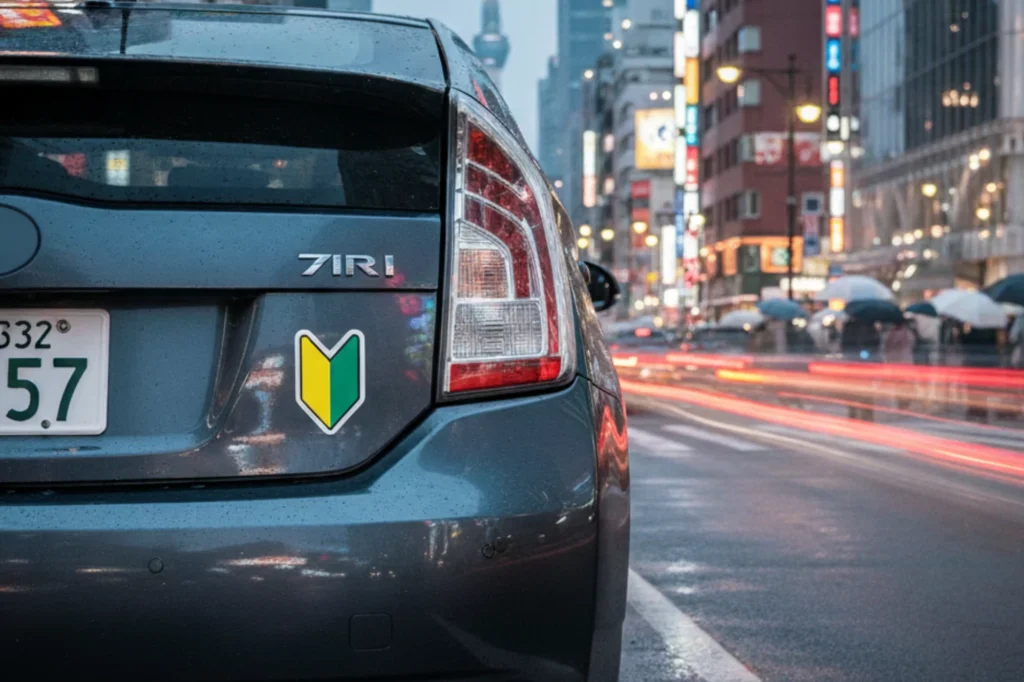 Pegatinas para autos en Japón que identifican a conductores principiantes