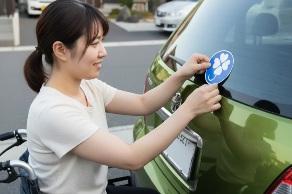 Pegatinas para autos en Japón que identifican a conductores con discapacidad física.