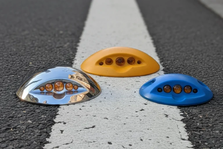 Qué son los ojos de gato viales Función principal de los ojos de gato en carreteras Significado de los colores de los ojos de gato vial Importancia de los ojos de gato para la seguridad vial Diferencia entre ojos de gato y tachas viales o captafaros Historia del ojo de gato vial Percy Shaw Tipos de ojos de gato vial materiales y características Cómo instalar ojos de gato viales